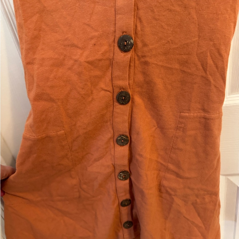 Free People Rust Orange Button-Front Mini Dress - Picture 5 of 6